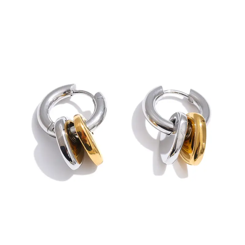NiNice Stainless Steel Double Heart Drop Hoop Earrings for Women 18K PVD Plated Daily Charming Jewelry Accessories - Image 7