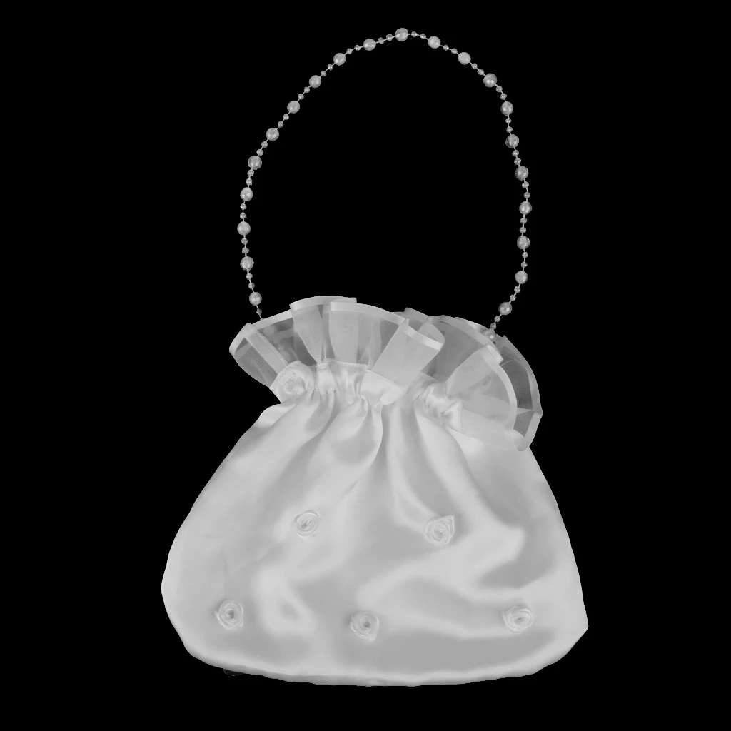 Sac à Main en Satin avec Perles et Strass pour Patients de Mariage, Accessoire en Ivoire pour Essentiels du Jour de Mariage, Interrupteur Cadeau pour Bonbons, 1 Pièce