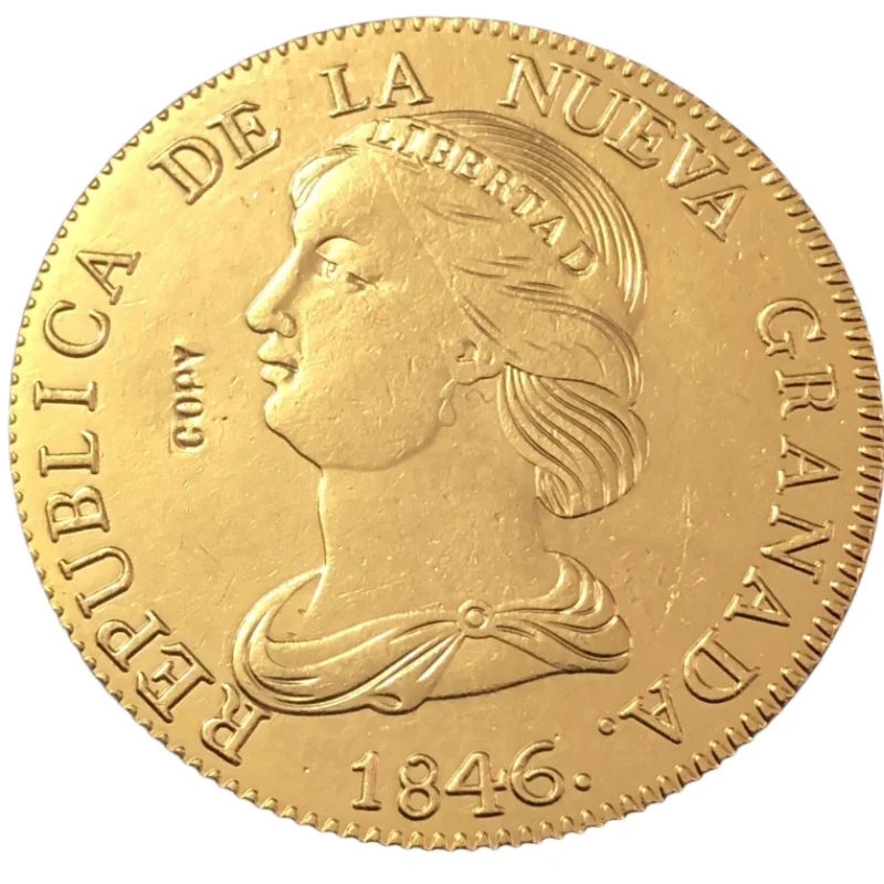 1846 Colombia 16 Pesos (Repubblica Di Nueva Granada) Oro Copia Coin