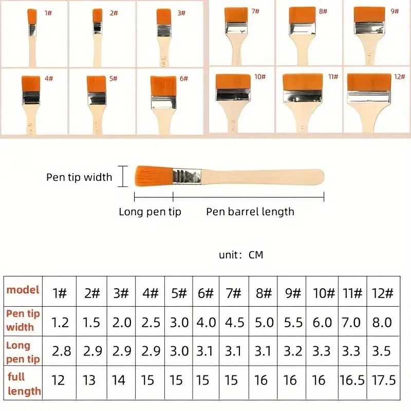 12pcs/set Memory Nylon Paint Brushes Set for Acrylic Oil Drawing Watercolor Wooden Painting Brush Tools Art Supplies 2
