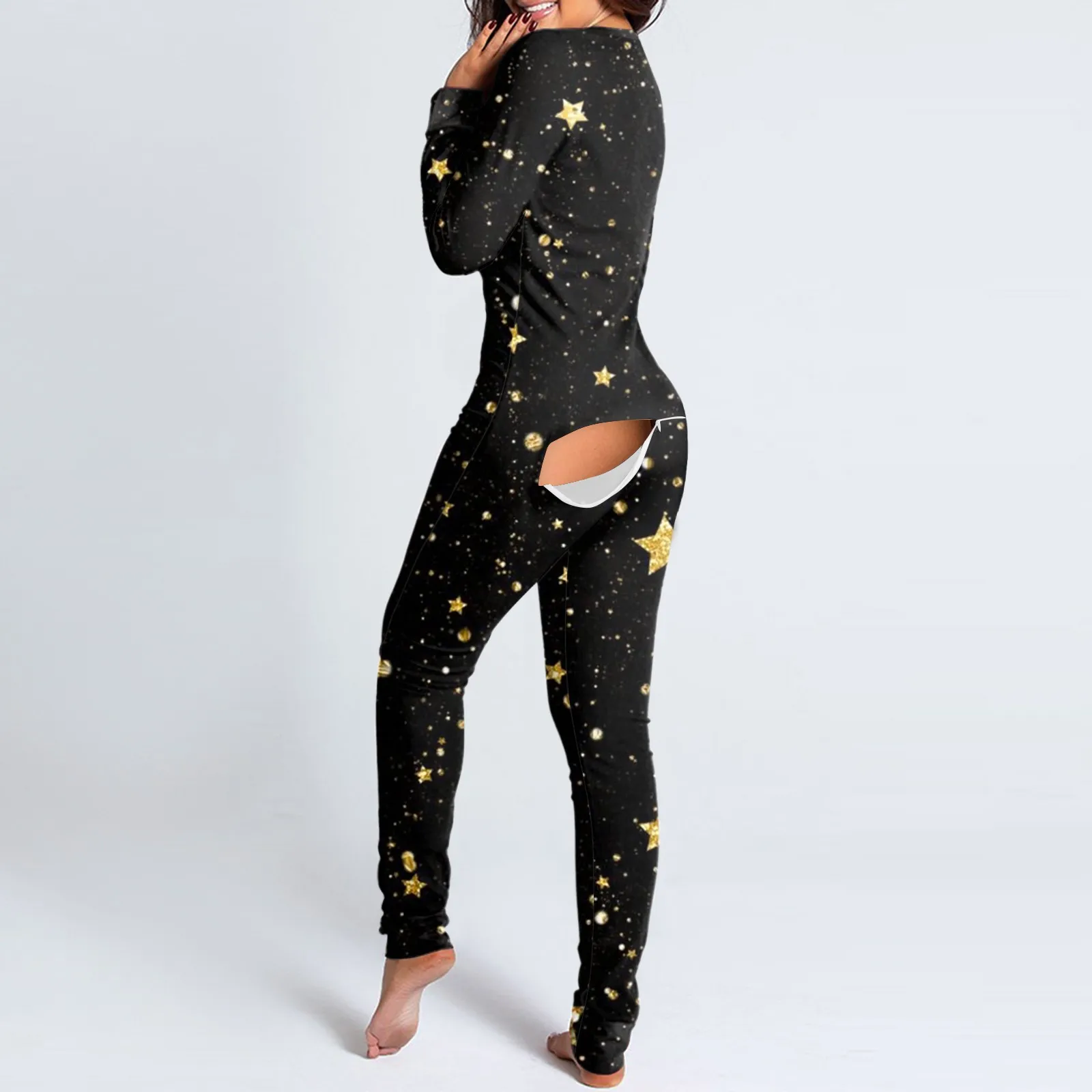 

Пижамы-комбинезоны рождественские женские рождественские с длинным рукавом Домашняя одежда женский функциональный комбинезон на пуговицах с принтом в виде сердца Домашняя одежда женская