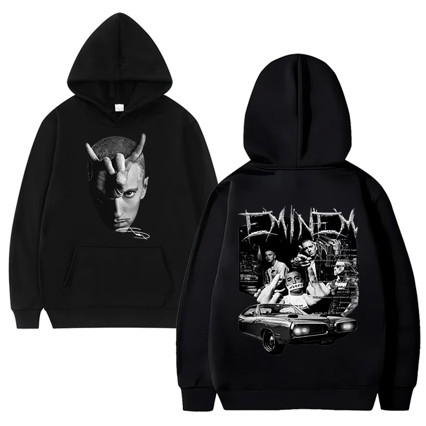 Rapper Eminem new hip hop music Hoodie Unisex vintage Fleece Long sleeve streetwear Men Women Oversized pullover Sweatshirt