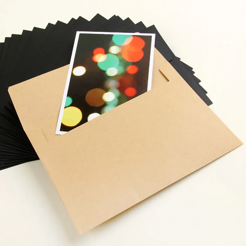 Kraft Paper Envelopes Mailing Envelopes Mailing Bags 10pcs/pack 17.5x12.5cm kraft white black paper Envelope Message Card Letter Stationary Storage Paper Gift