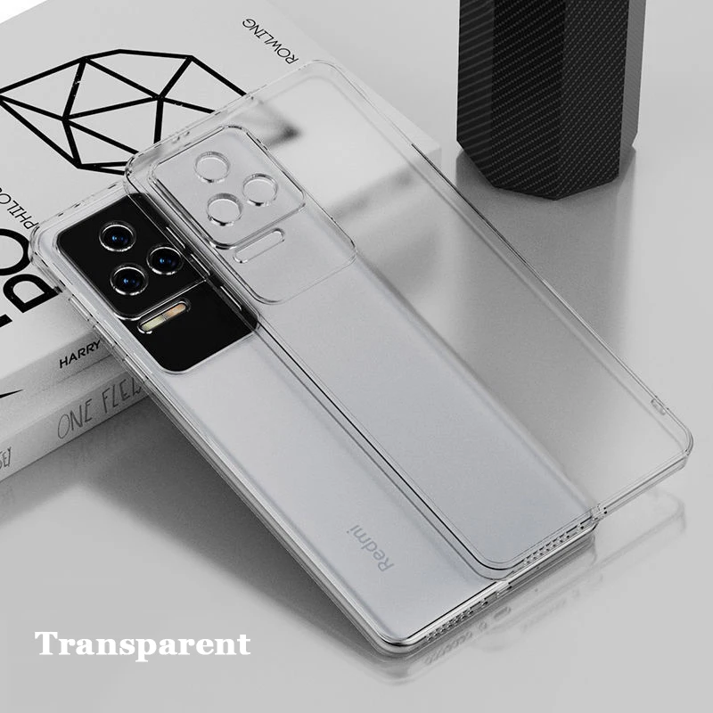 Plätering Ram Transparent Matt Anti Fingerprint TPU Fodral För Xiaomi Redmi K40S K50 K30S Pro Airbag Anti-dropp heltäckande_voghion.com