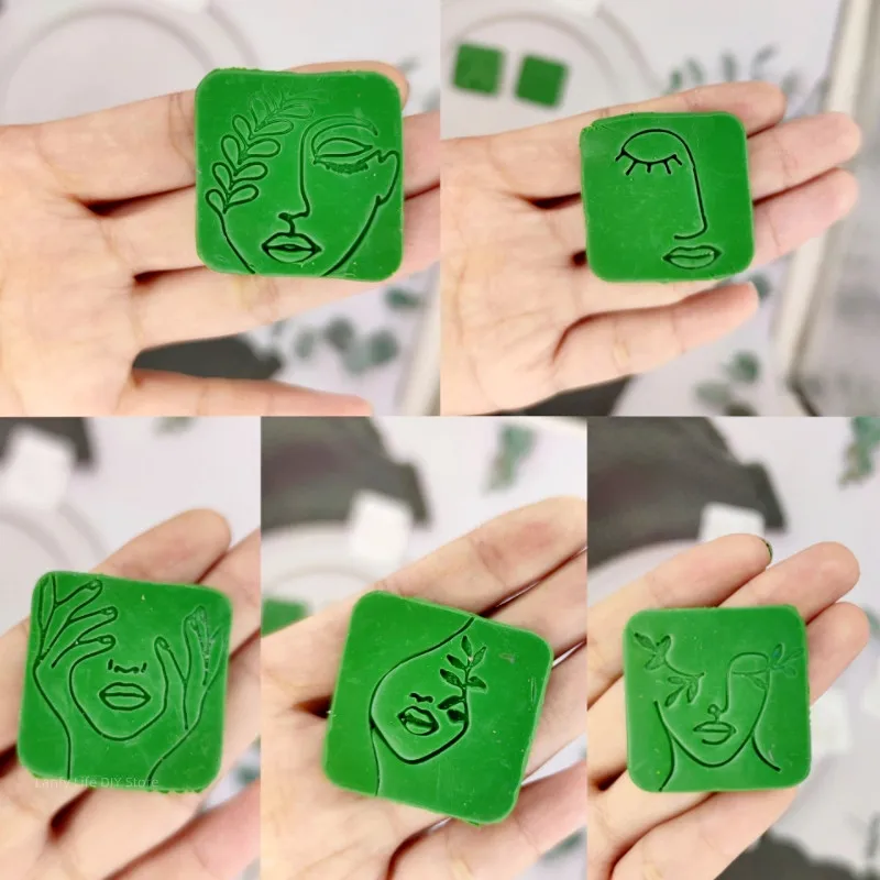 Soft Pottery Polymer Clay Mold Abstract Face Line Clay Stamp Texture Mat Cutter Earring Jewelry Pendant Making