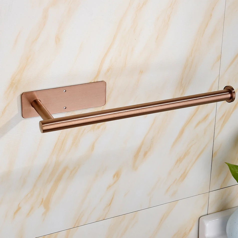 Rose Gold Toilet Paper Holder Adhesive 304 Stainless Steel Bathroom Kitchen Paper Towel Roll Rack Long Tissue Hanging Black paper towel holder toilet paper holder toilet paper rack toilet roll holder paper towel rack tissue holder
