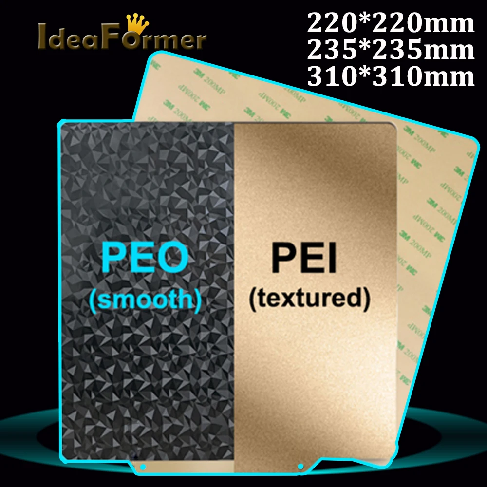 IdeaFormer New Double Heated Bed PEO-PEI/PEI-PEI Spring Steel Sheet PEI Bed  220/235/310mm for 3D Printer Ender 3 Upgrade Ender 5