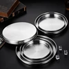 Stainless Steel Round Storage Tray Thick Silver Golden Food Plate Cake Coffee Fruit Dishes Western Kitchen Tools 3