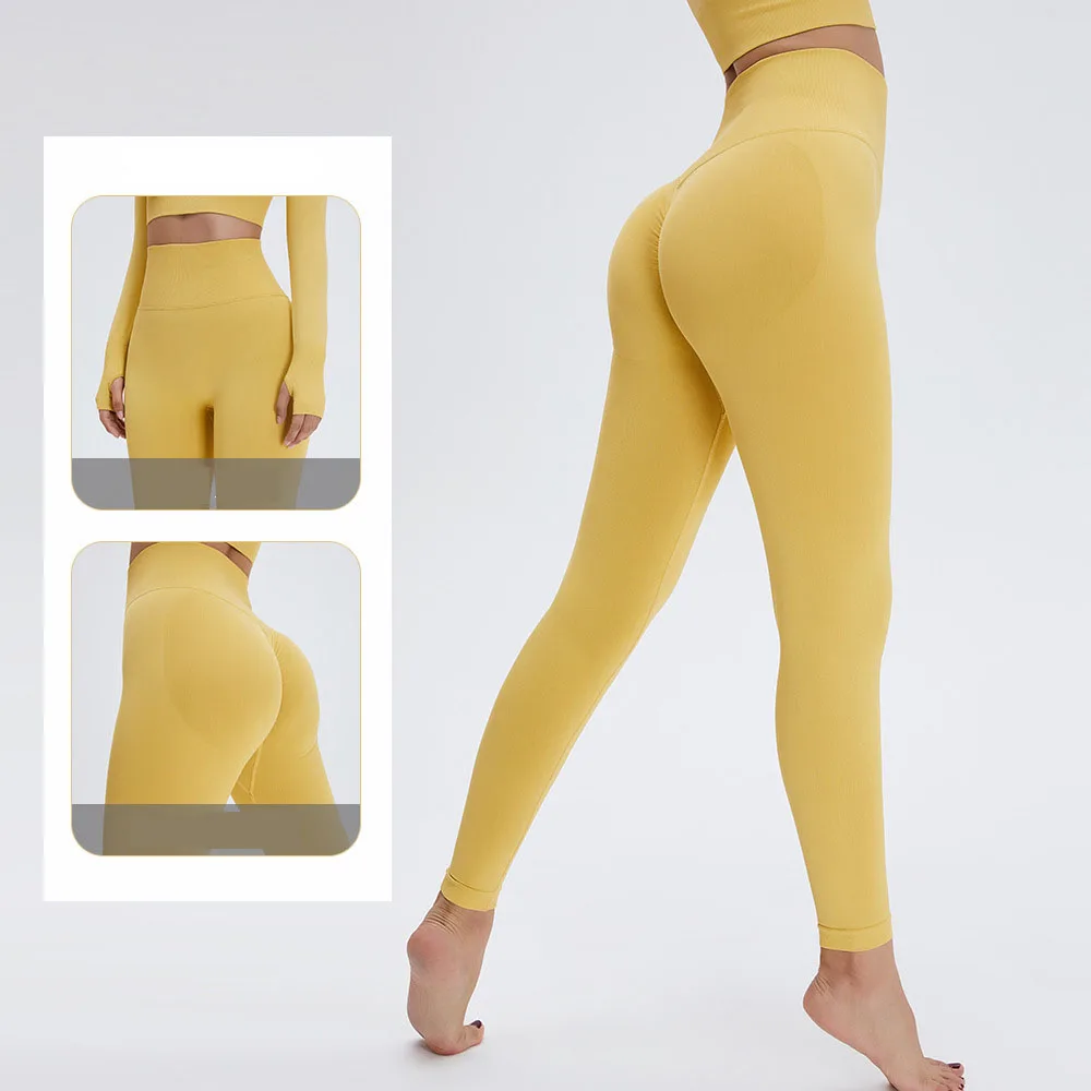 Leggings de comprimento sem costura calçadas de yoga emperrar para cima  legging mulheres espólio treino leggin ginásio s