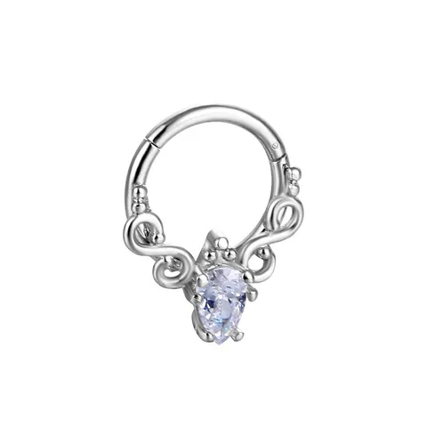 Nose Piercing Ring Hinged Segment Zircon Septum Piercing Clicker Opal Ear Cartilage Tragus Helix Lip Nariz Pircing Cuff Goth