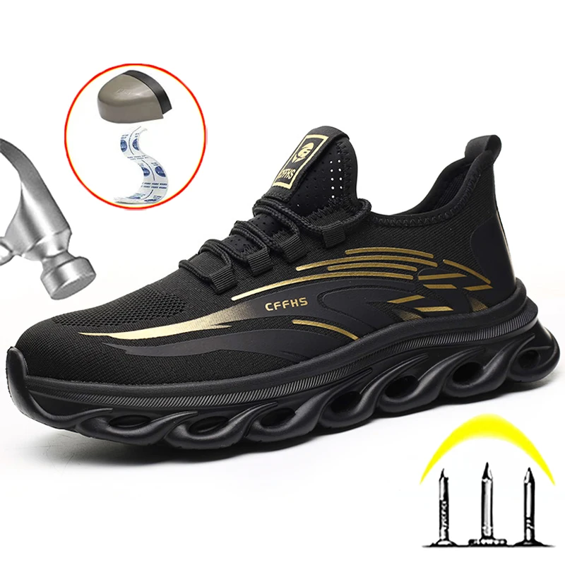 

Protective Shoes Men Breathable Safety Shoes Anti-smash Anti Puncture Work Shoes Sneakers Lightweight Steel Toe Shoes Security