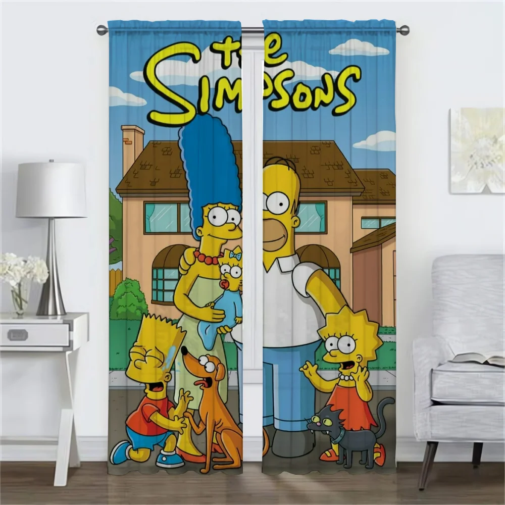 Anti-mosquito Curtains for Camera The S-Simpsons Halloween Decoration Living Room Curtain Home Interior Curtains 2 Pieces Shades 2