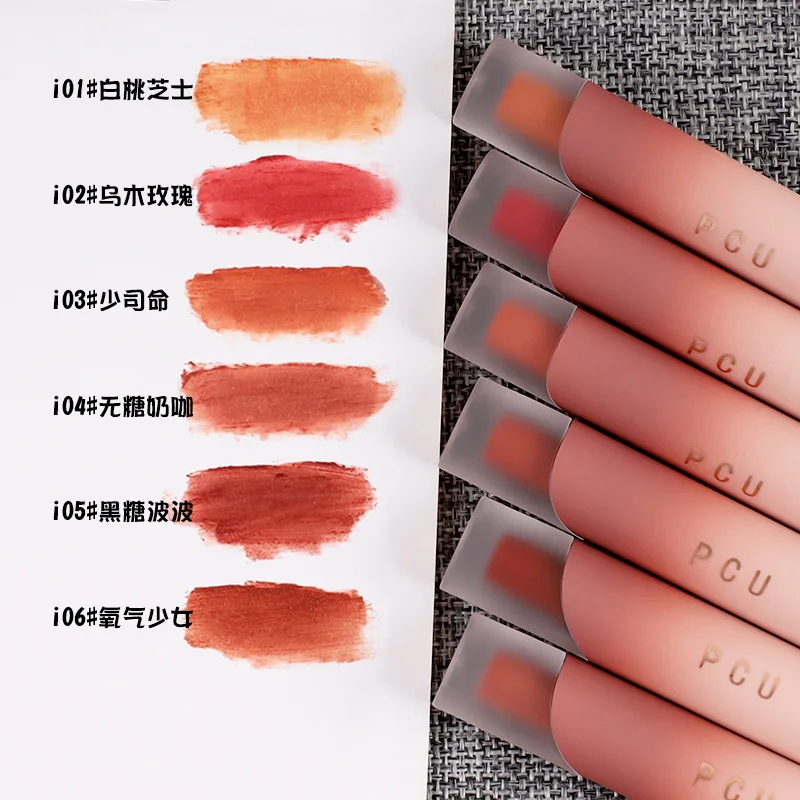 1pcs liquid lipstick, fog free, cup white, matte, lip mud, lip and cheek dual-use powder blusher lipstick 6 colors are available 3