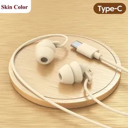 Silicone In-ear Wired Earphones with In-line Mic and Controls (Beige Type C-s2)