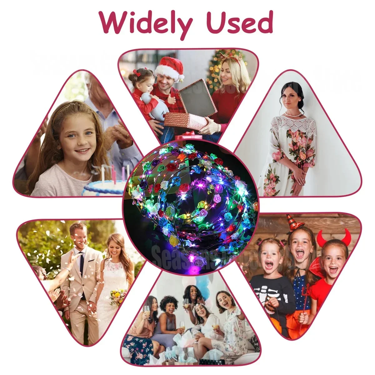 10/20/40/60Pcs Light up Flower Headband LED Flower Hair Crown Glowing Floral Wreath Crowns Birthday Wedding Party Favors