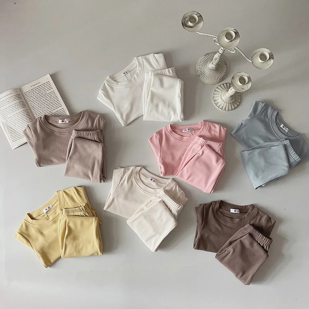 

Girls' Pajamas Cotton Spring and Autumn Long Sleeve Korean Style Children's Home Clothes suit Baby Girls' Clothes and Pants