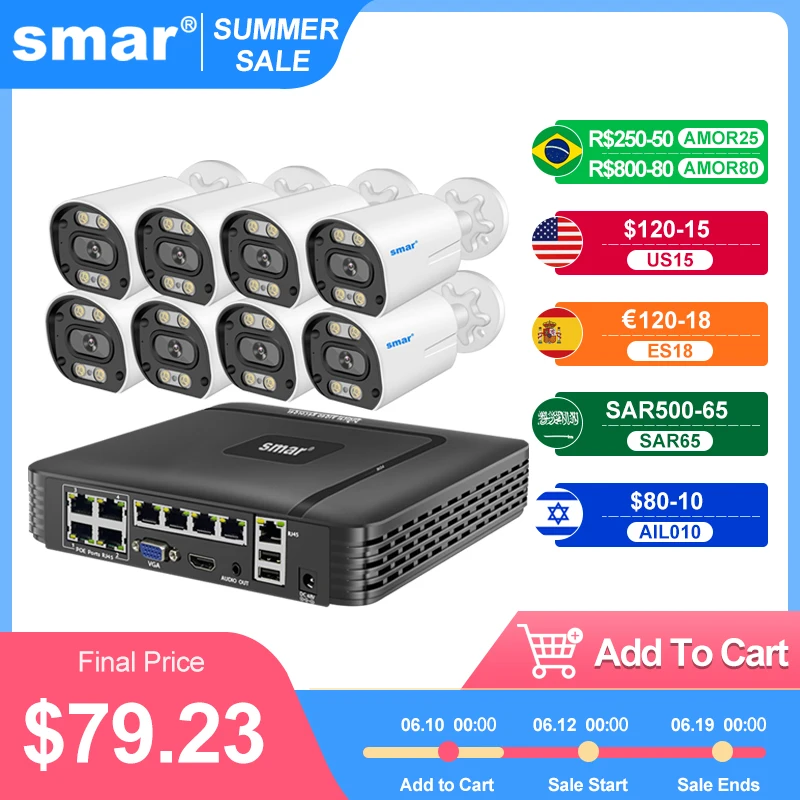 Kit Telecamere Videosorveglianza Kit Videosorveglianza ANNKE 3K Con 4 Telecamere E DVR - Visione Notturna A Colori, Rilevamento Uomini/Veicoli Visione Notturna Colori