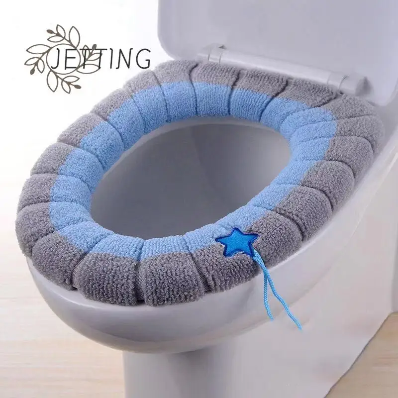 Soft Washable Winter Warm Toilet Seat Cover Mat Bathroom Toilet Pad Cushion With Handle Thicker Closestool Warmer Accessories toilet seat cover
