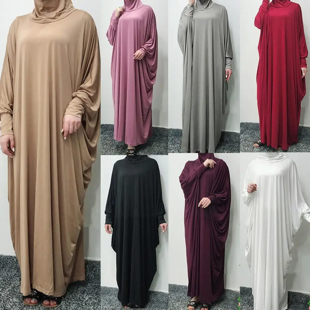 Ramadan Muslim One Piece Prayer Hijab Dress Garment Women Jilbab Jilbab Hooded Abaya Islam Dubai Cover Niqab Modest Robe Fu V9z0