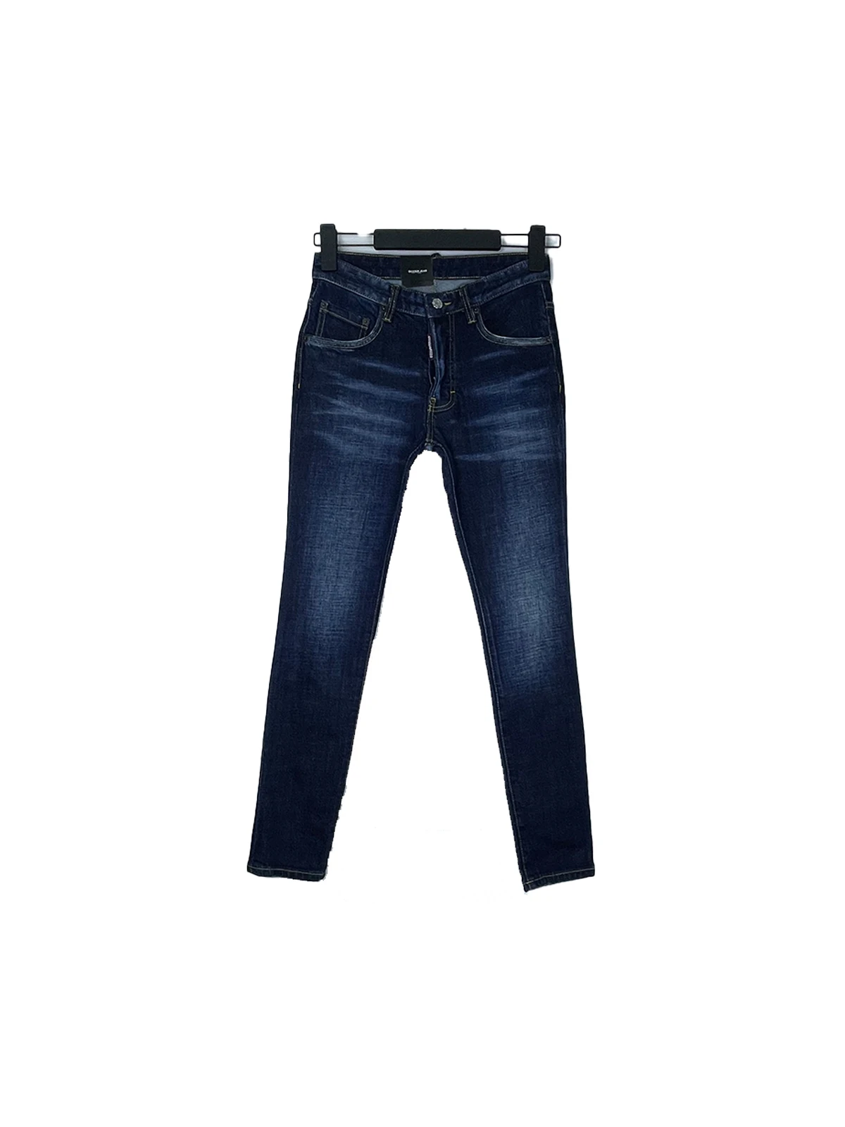 

2024 Spring New D2 Jeans Men's Light Blue Fashion Patch Perforated Paint Small Straight Leg Denim Pants