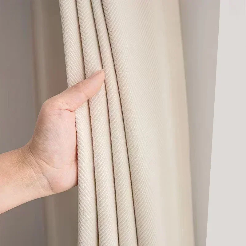 Blackout Curtains Window Curtains Decor Curtains Nordic Minimalist Modern Retro Green Herringbone Thick Velvet Curtains for Living Dining Room Bedroom Blackout Curtain Customize