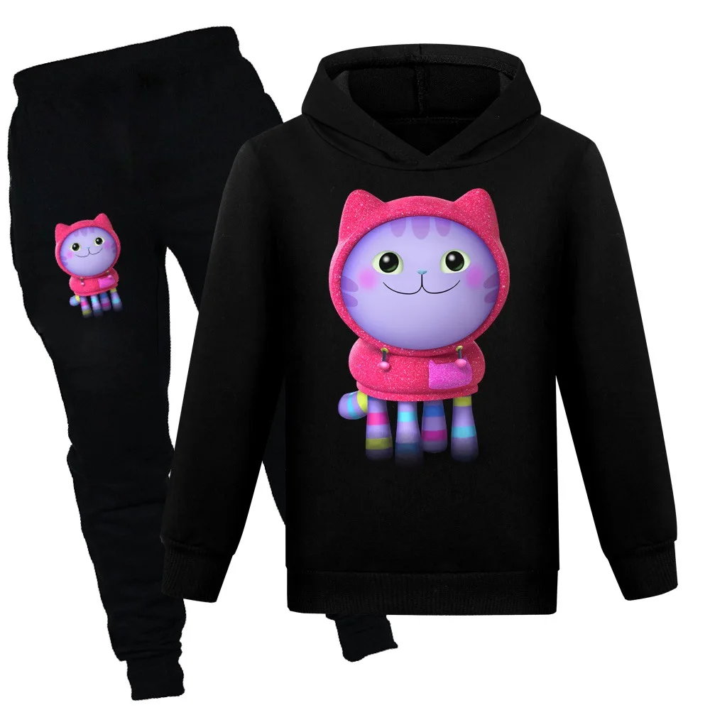 

Gabbys Dollhouse Hoodie Kids Sportsuit Teenager Girls Anime Gabby Cats Sweatshirt Pants 2pcs Set Children's Clothing Boy Clothes
