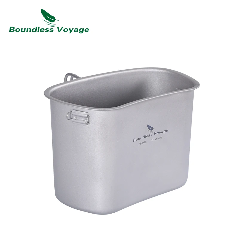 Boundless Voyage Titanium Military Canteen Cups Set Camping Cookware Outdoor 1100ml Bottle 750ml Pot 400ml Pan Cooking Kit