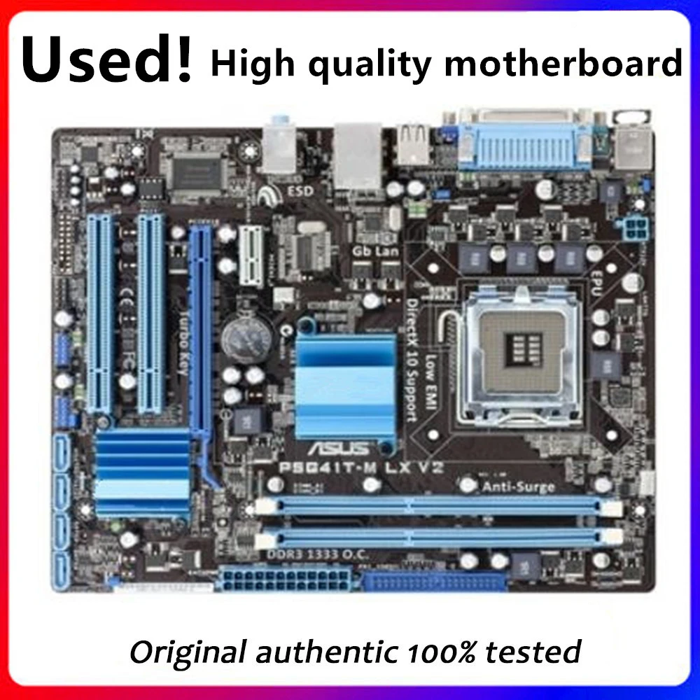 

For Asus P5G41T-M LX V2 Desktop Motherboard G41 Socket LGA 775 Q8200 Q8300 DDR3 8G Original Used Mainboard On Sale
