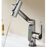 Digital Display Temperature Hot and Cold Washbasin Basin Faucet Digital Display Folding Sink Faucet Bathroom Accessories 1