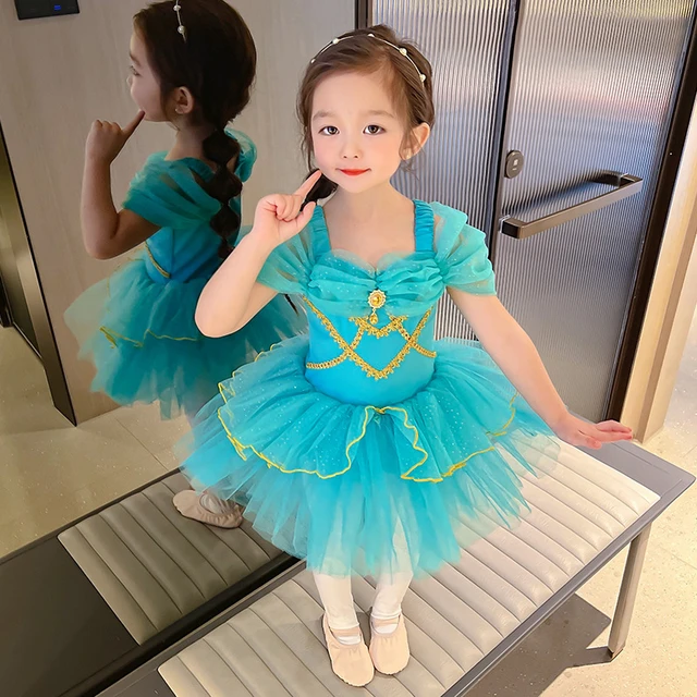 Vestito da ballo per bambini Costume da balletto per ragazze Costume da  spettacolo in rete principessa Jasmine taglia 100-140 - AliExpress