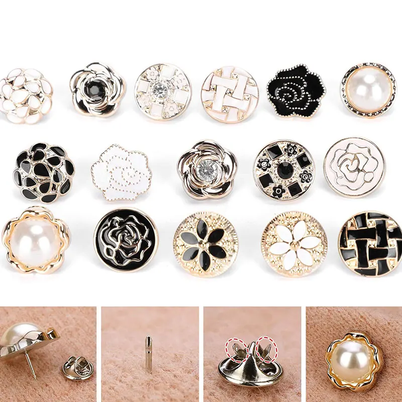 5Pcs No Sew Button Pins Cover Up Buttons Women Shirt Brooch Buttons