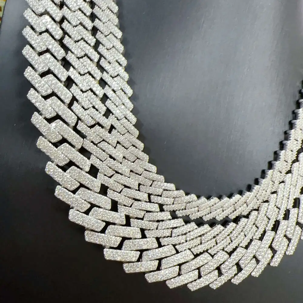 

Bold Rapper Hip Hop Moissanite Chain Necklace Womens Jewellery Gift Luxury Sterling Silver Necklace