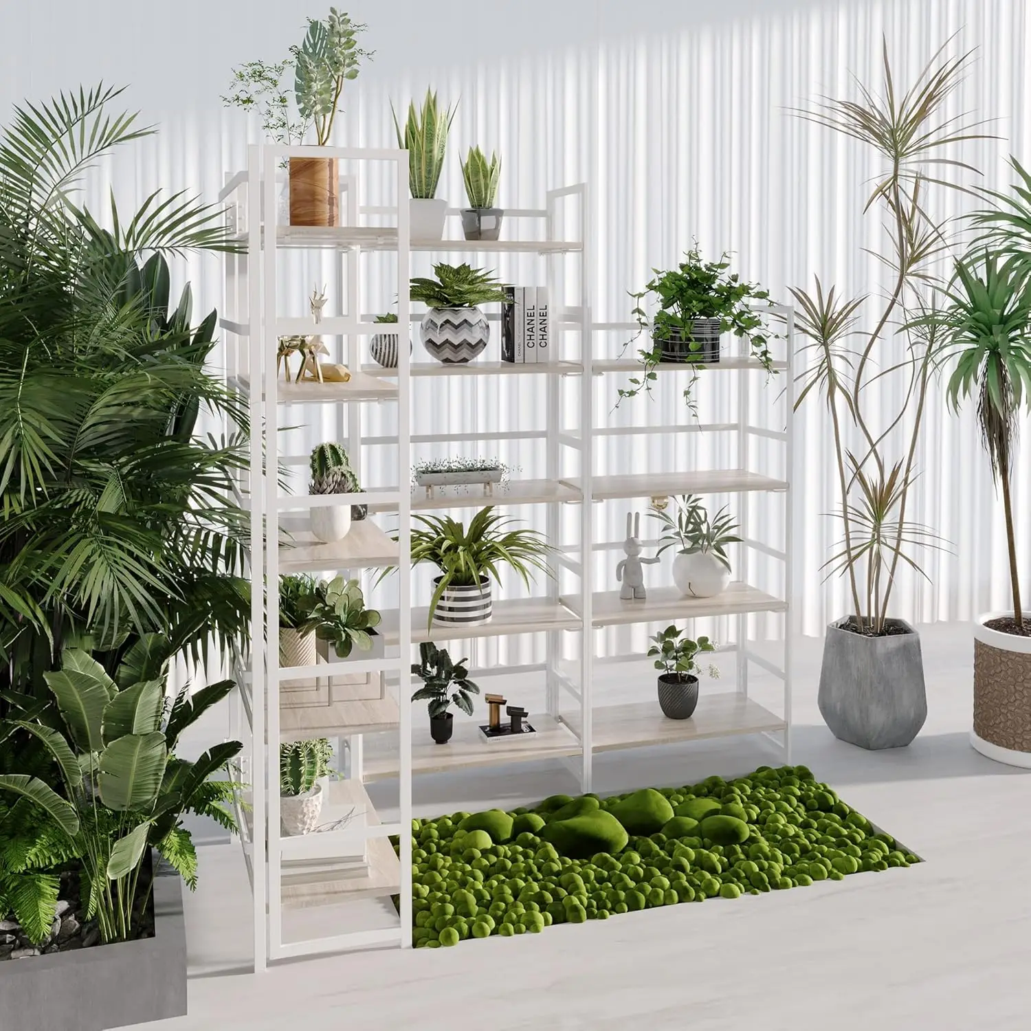 Folding Bookshelf Storage Shelves 4 Tiers Vintage Multifunctional Plant Flower Stand Storage Rack Shelves Bookcase for Home Offi
