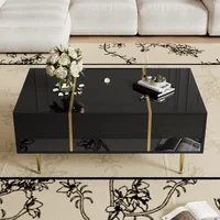 Table basse Table basse rectangulaire Salon Table basse moderne en noir brillant et 2 tiroirs 2