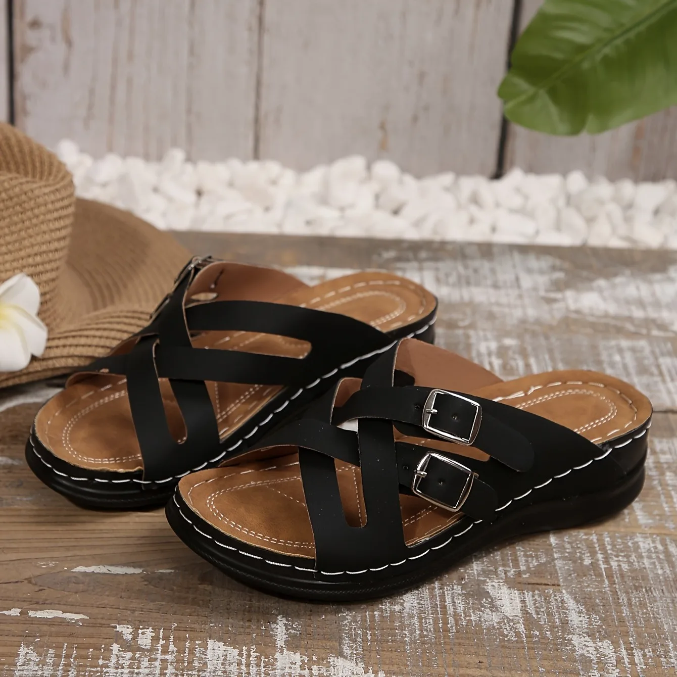 Sandali zeppa donna comode stile vintage ciabatte da spiaggia_voghion.com