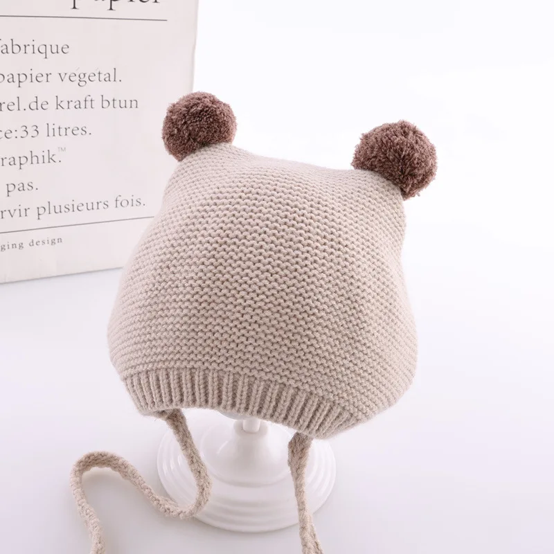 Winter Spring Crochet Baby Hat Soft Pompom Infant Toddler Cap Beanie Solid Color Kids Knitted Warm Bonnet Hat