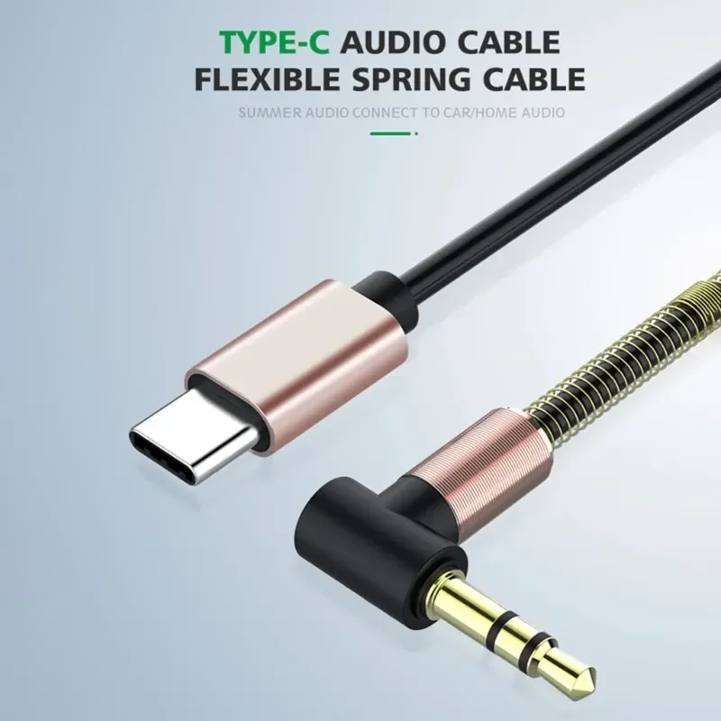 Cavo audio da USB-C a jack maschio a 4 pin da 3,5 mm, connettore ad angolo, nylon intrecciato da 1,5 m, LinQ - Nero - Italiano