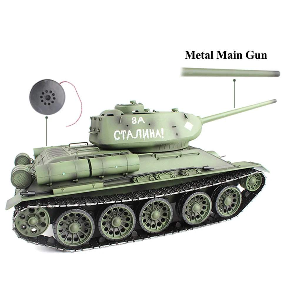 HENG LONG 1/16 Scale 7.0 Upgraded Soviet T34-85 RC Tank 3909 Metal Tracks Idler Bearing Gearbox Speaker Toys for Boys TH17767 3