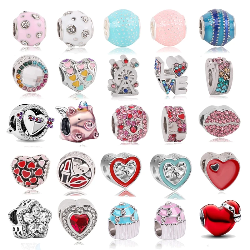 

Boosbiy 2PCS Rainbow Of Love & Heart Beads Fit DIY Pandoro Charm Bracelets & Necklace For Women Valentine's Day Jewelry Making