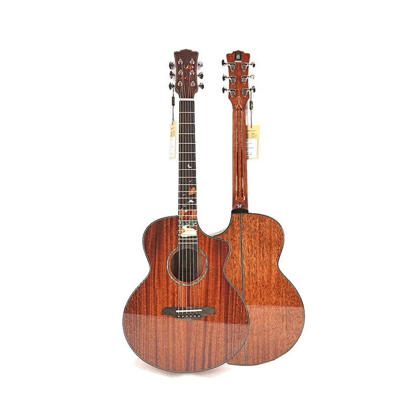 

high quality solid top mahogany acoustic guitar