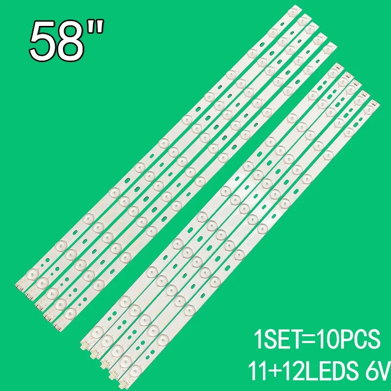 10PCS LED light strip for 58 inch DP58D33 DP58D34 FVD5833 58L4300U LE58F3281 V580H1-LD6-TLDC2 TRDC2 58PFL4609 F7 58PFL4909 D58LW