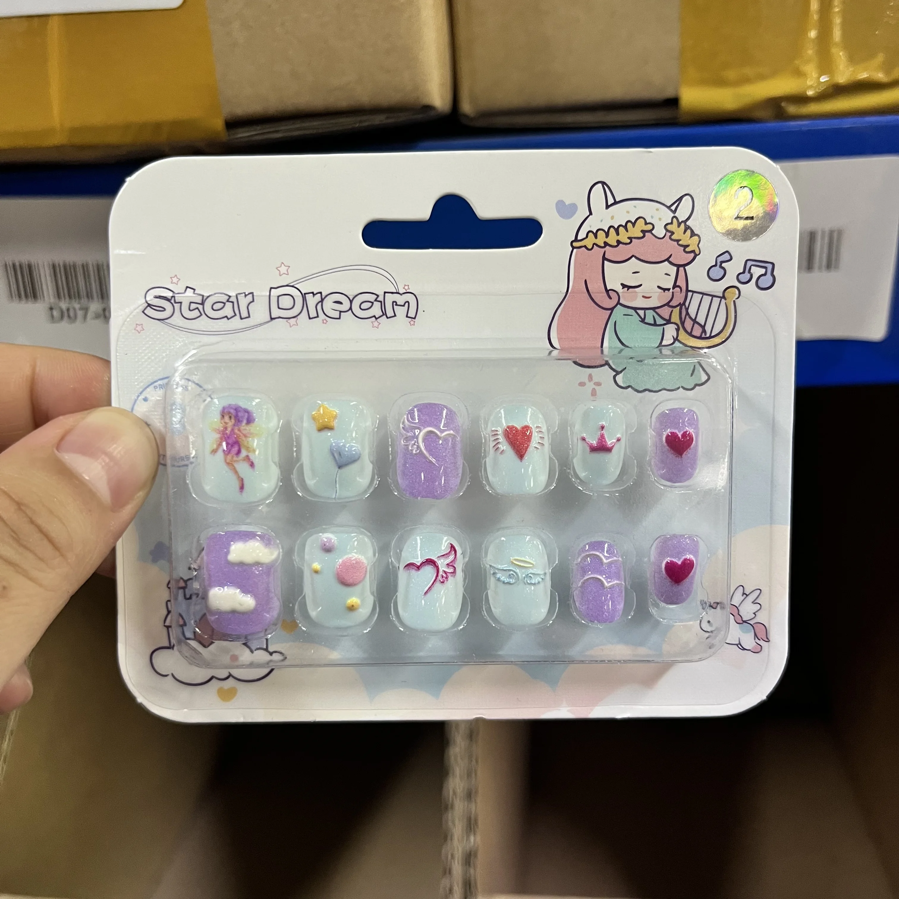 12pcs 귀여운 아이 드레스 업 가짜 손톱 소녀 손톱에 누르기 공주 척 놀이 장난감 네일 팁 자기 접착 어린이 거짓 손톱 *