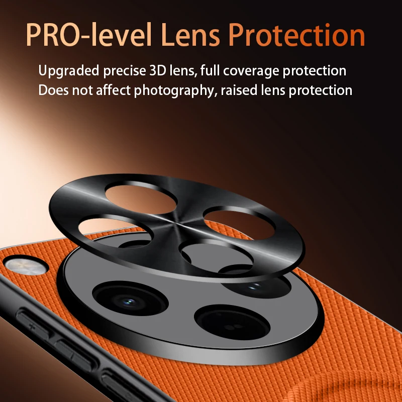 Magnetic Shockproof Matte Leather Case with Metal Lens Frame and Bumper Protection
