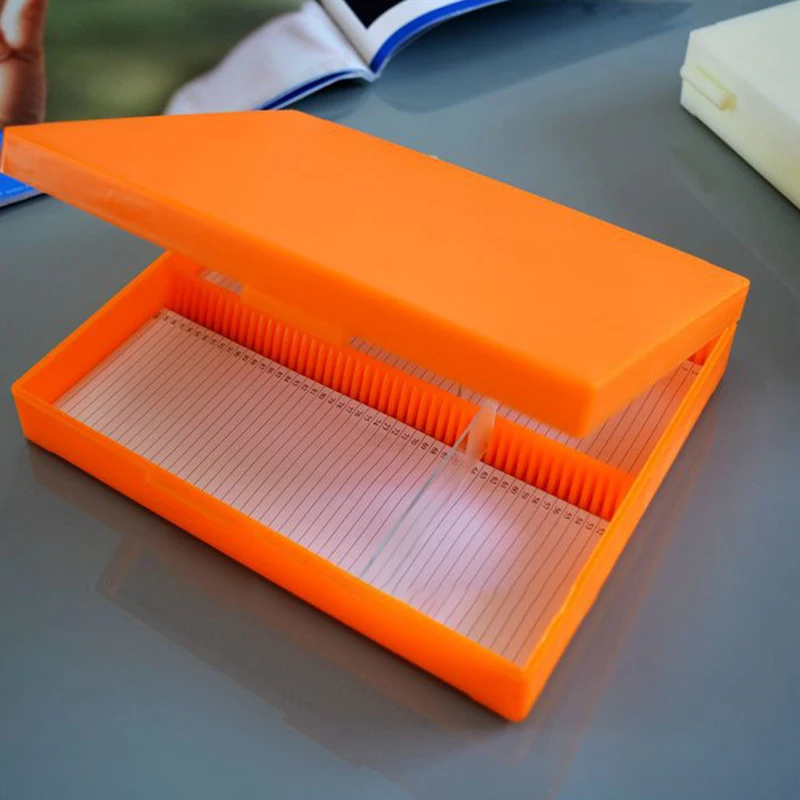 Microscope Slide Box Microscope Slide Box Biological Pathology Holds Up To 25/50/100X Slide Bio Slice Box Slot Rectangular Microscope Glass