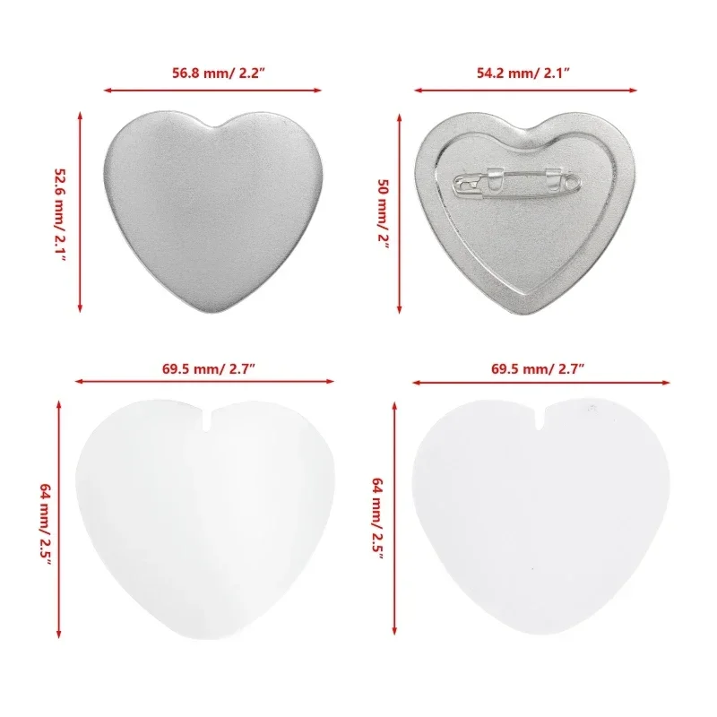 57x53mm Pink Green Badge Maker Machine Interchangeable Punching Die Mould Button Heart Shape Badge Badges Die DIY Birthday Gifts