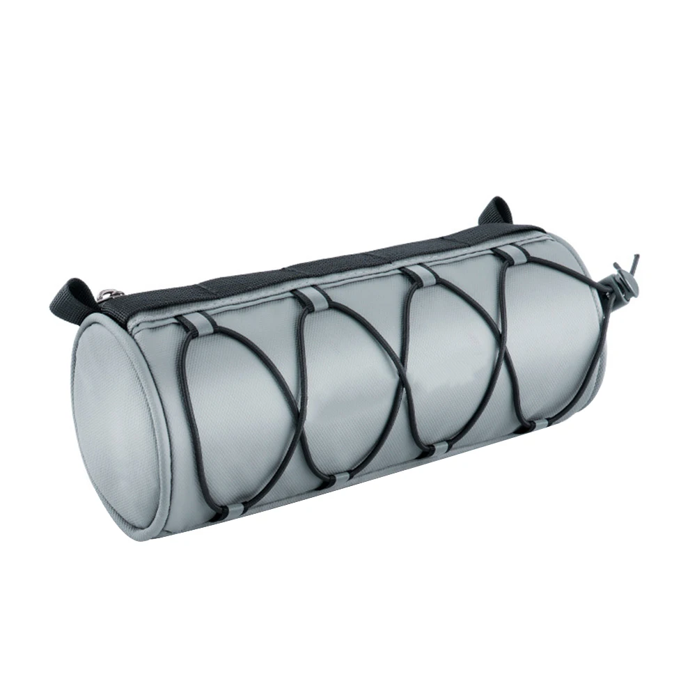 

Real Bicycle Bag Sense Of Security Cylindrical Handlebar Bag Electric Bicycle Bag Grey Laminated Water Repellent Design Made Of