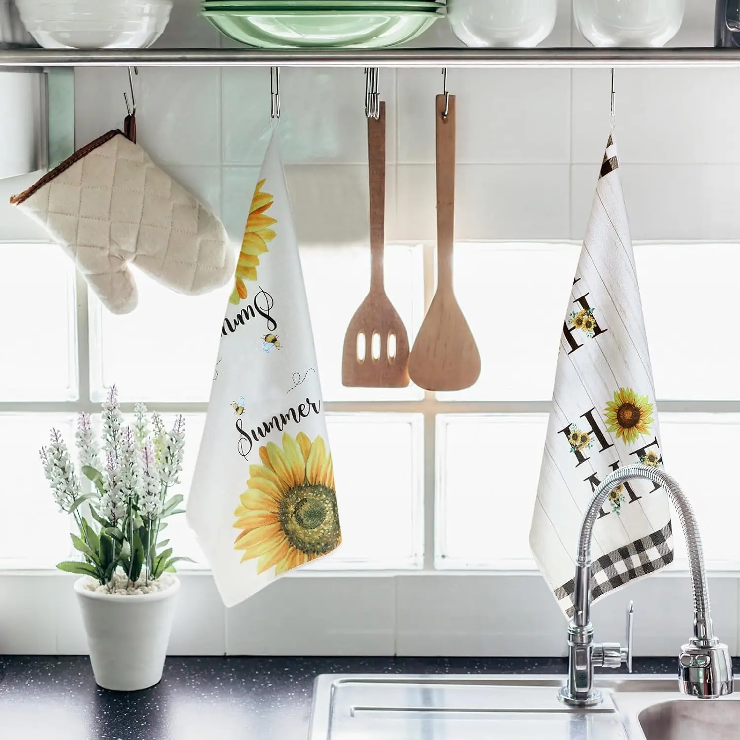 4-pack sunflower napkins, 40 * 60cm flat and stain resistant, suitable for dining and kitchen use 5