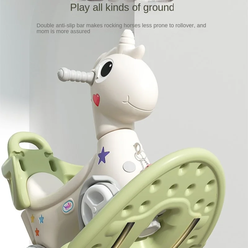 DokiToy Rocking Horse Trojan Horse Children Rocking Baby Roller Coaster Two-in-one Multi-function Toy Birthday Gift