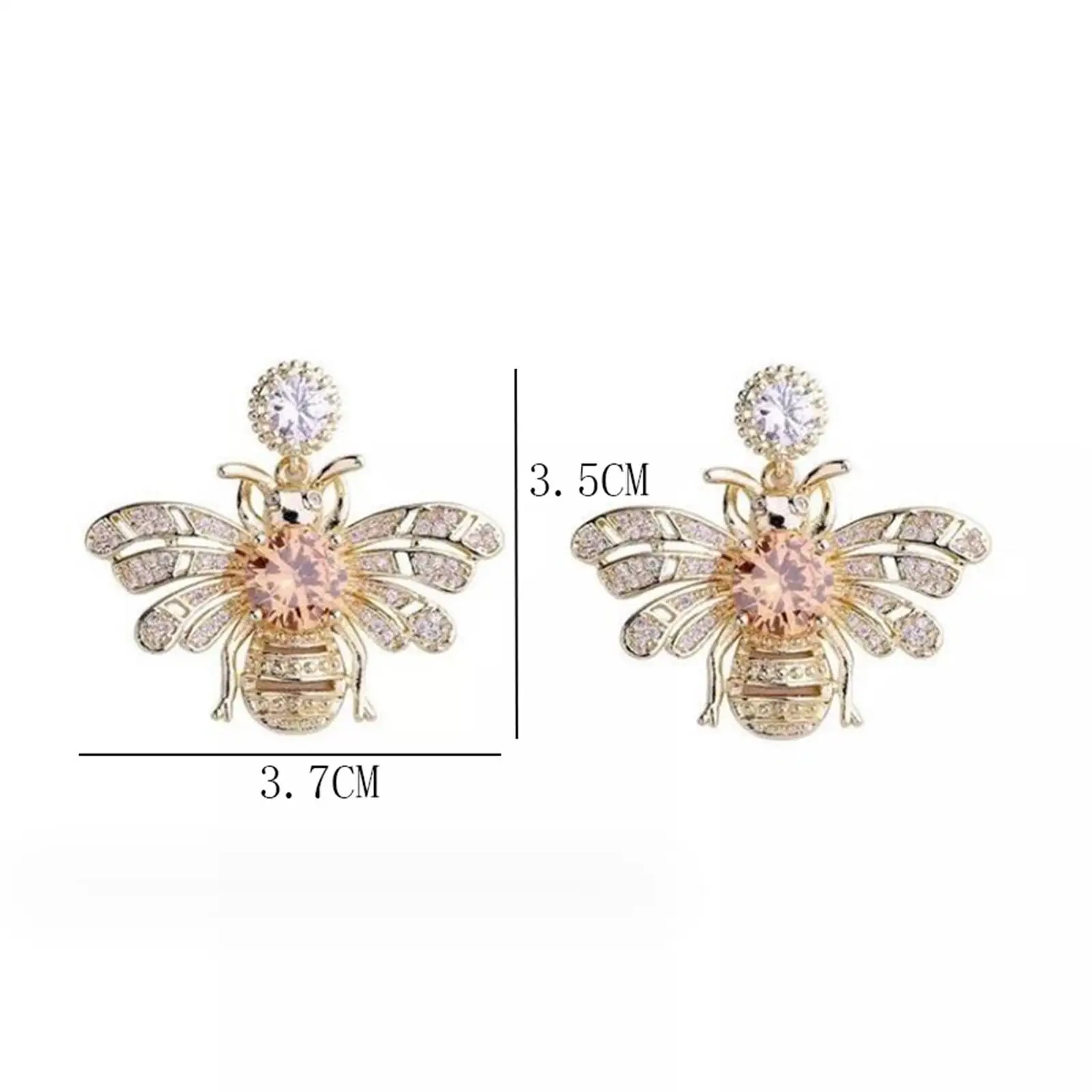 Rhinestone Bee Earrings Simple Exquisite Valentines Day Gifts Decor Trendy Jewelry for Holiday Halloween Party Wedding Prom