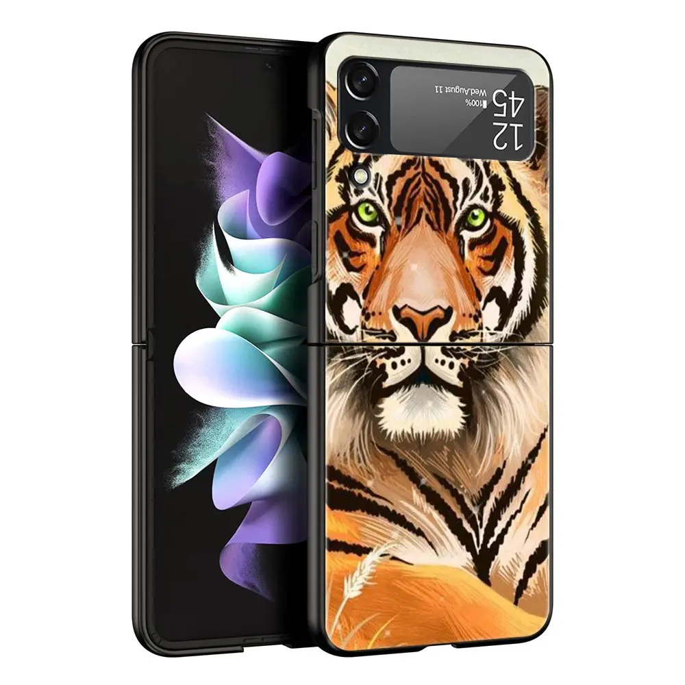 Exotic Tiger & Lion Leopard Pattern Folding Phone Case - Hard Protective Bumper Cover